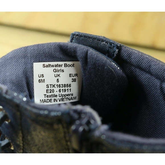 Sperry Boots Womens Duck Boots Saltwater 6M Blue Silver Shoes - Picture 7 of 7